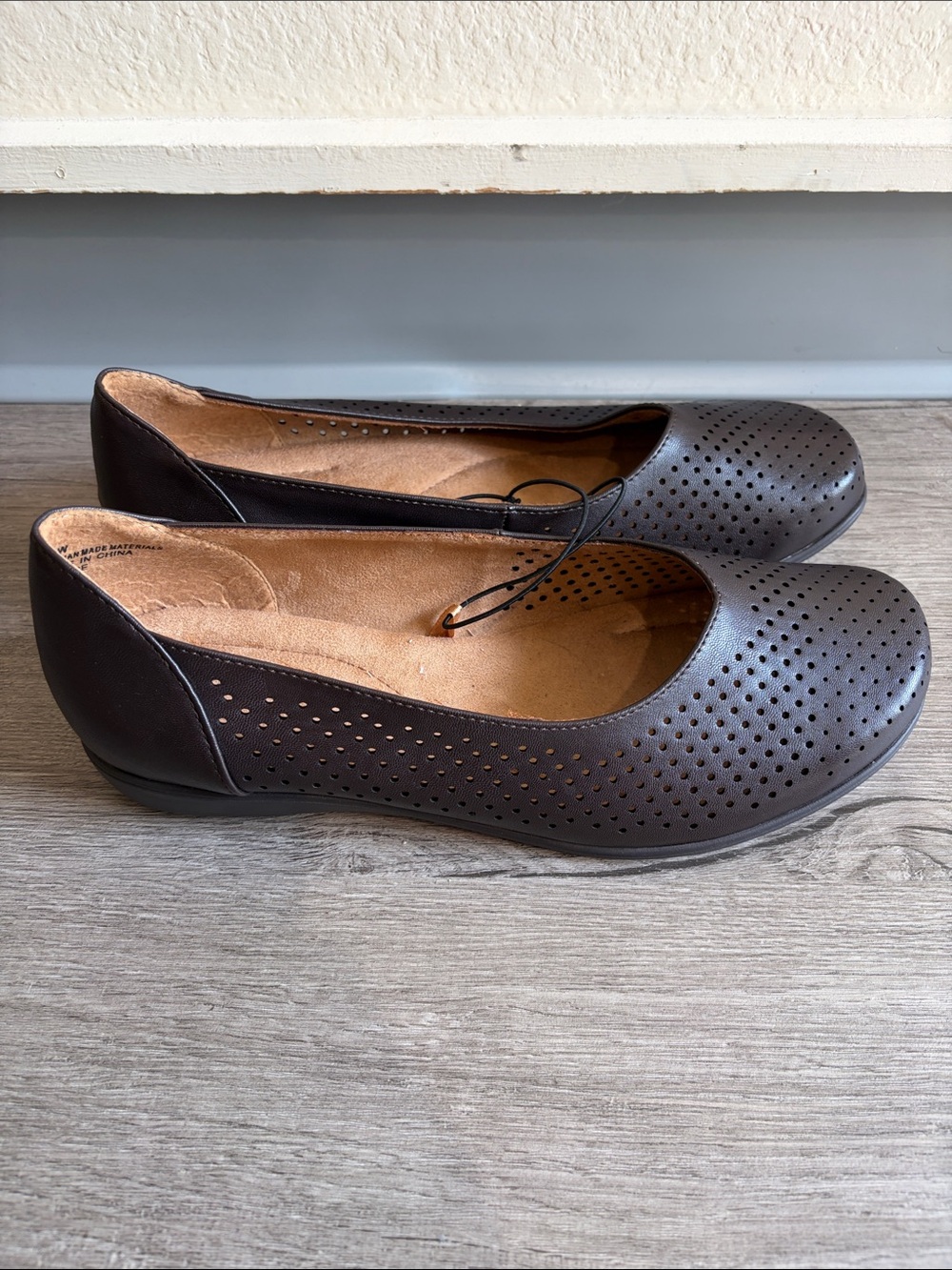 Perforated Comfort Ballet Flats in Dark Brown